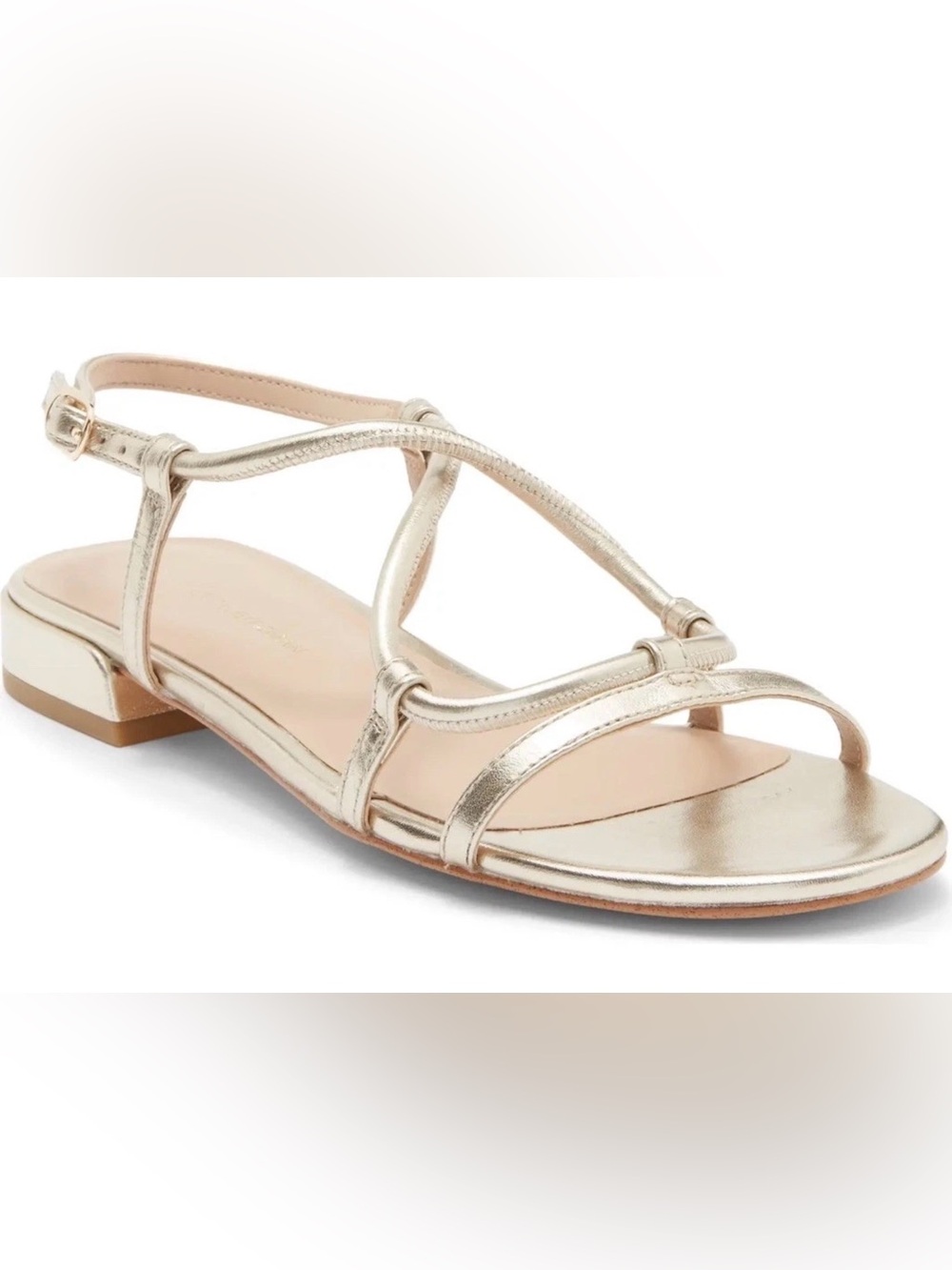 Stuart Weitzman Nilla Sandal Metallic Gold Leather Sz 10 NWOB